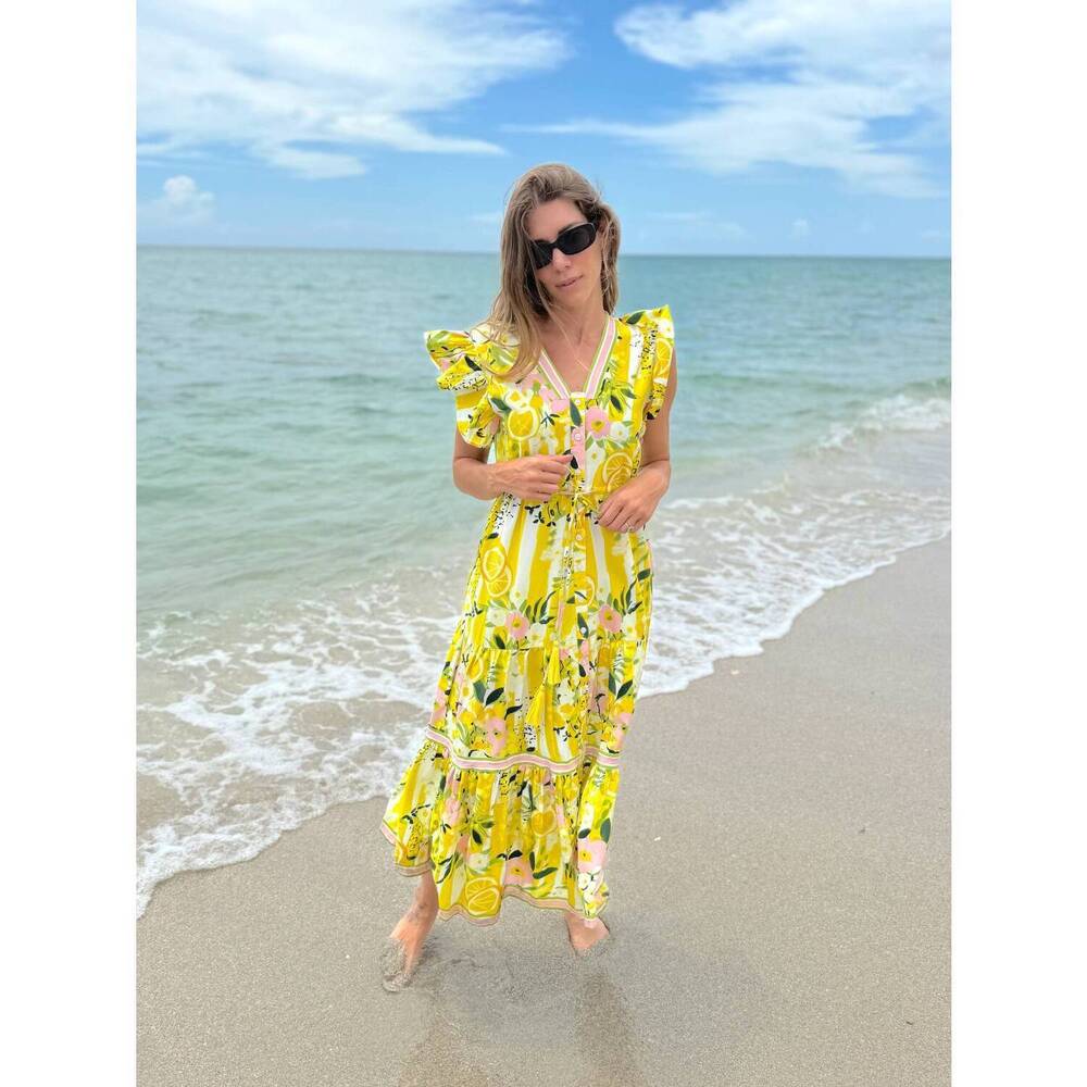 NEW ISLAPAYAL amalfi maxi dress in lemon